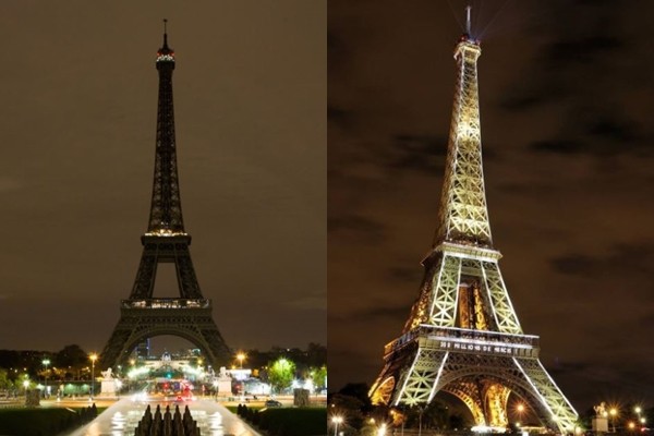 ▲▼法國艾菲爾鐵塔（Eiffel Tower）熄燈             。（圖／翻攝自twitter／La tour Eiffel）