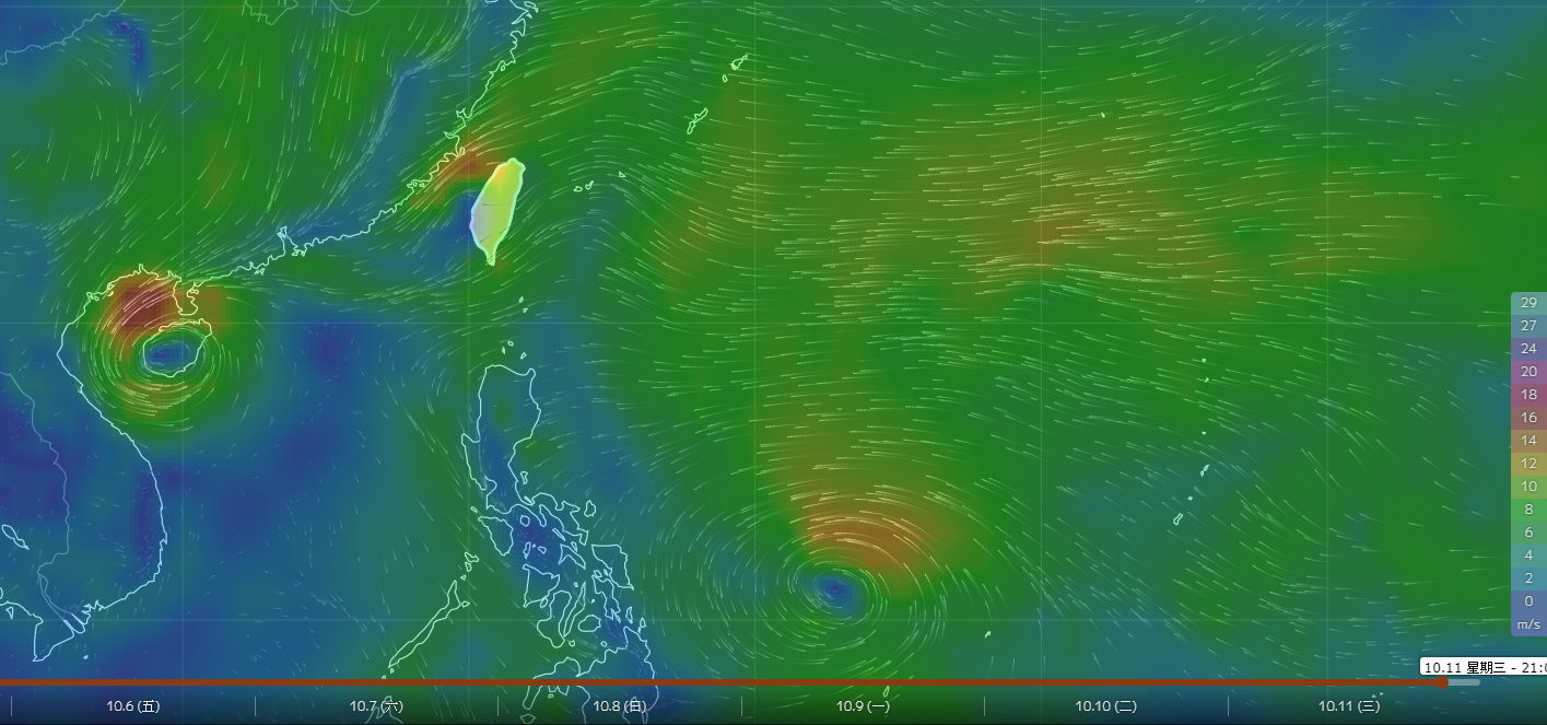 風場預報顯示圖。（圖／中央氣象局）