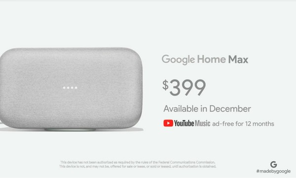 力拼Apple HomePod！Google Home Max智慧喇叭登場。（圖／取自官網）