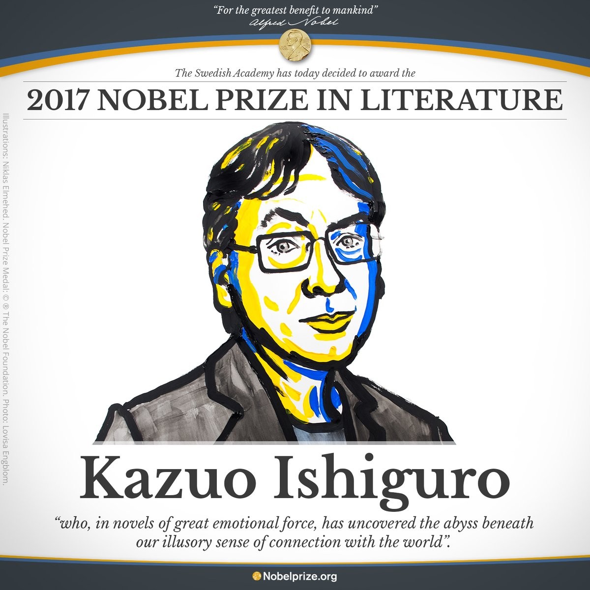 ▲2017年諾貝爾文學獎得主：日裔英國籍作家石黑一雄。（圖／翻攝自The Nobel Prize推特）