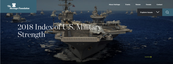 ▲▼《2018年美國軍力指數》顯示，美軍戰力正逐漸下降。（圖／翻攝自美國傳統基金會Heritage Foundation官網）