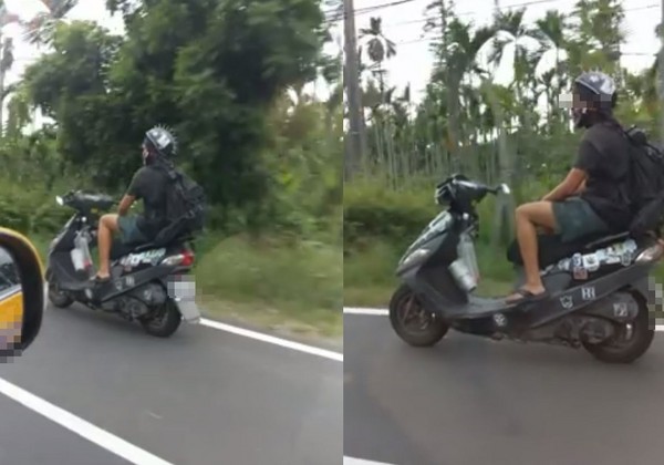 ▲恆春鬼屁孩放手騎車　網友嘲諷：雙載啦（圖／翻攝自爆料公社）