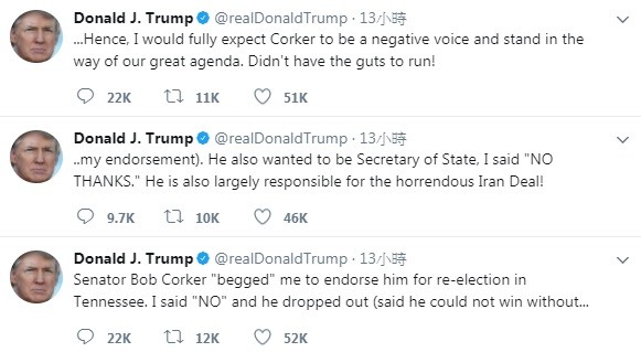 ▲▼美國總統川普罵共和黨資深參議員科克缺乏勇氣。（圖／翻攝自川普推特）