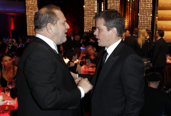 麥特戴蒙（Matt Damon）和哈維韋斯坦（Harvey Weinstein）。（圖／達志影像／美聯社）