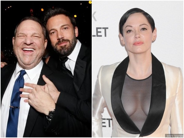 班艾佛列克、哈維韋斯坦（Harvey Weinstein）和蘿絲麥高文（Rose McGowan）。（圖／翻攝自推特、達志影像）