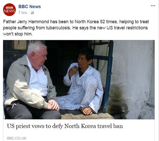 ▲▼ 美國牧師到訪北韓52次，反抗川普的旅遊禁令。（圖／翻攝自臉書／@bbcnews）