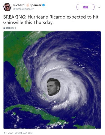 ▲▼史賓塞將自己比擬成颶風。（圖／翻攝自推特／RichardBSpencer）