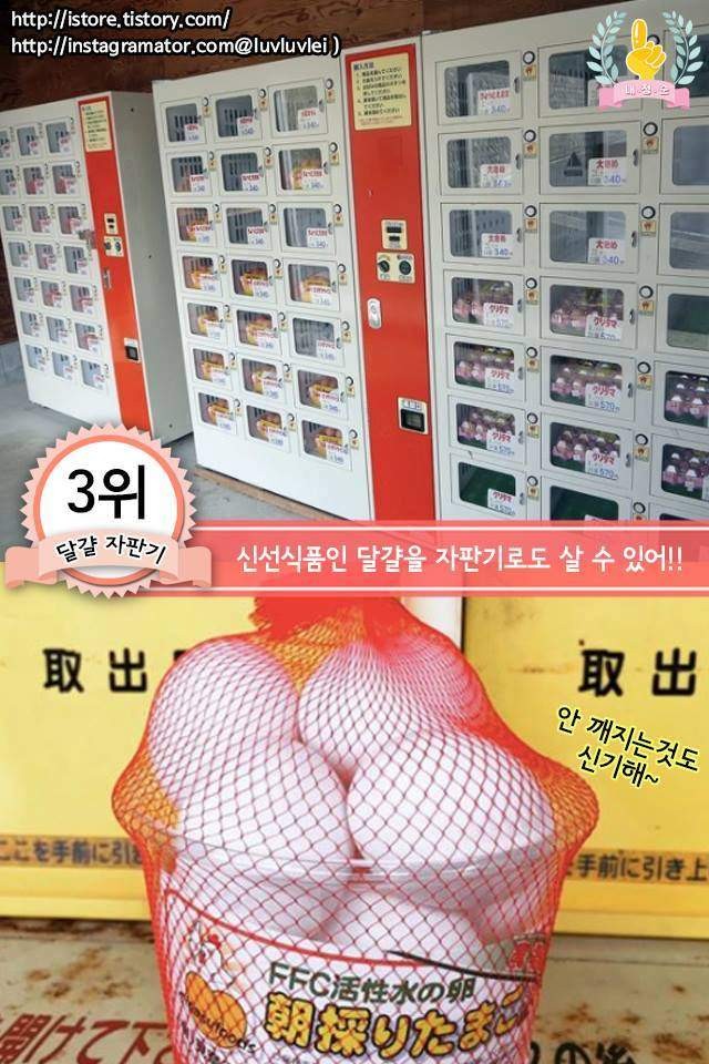 不只賣飲料！韓票選最奇怪販賣機TOP7　賣生鮮雞蛋不會摔破嗎（翻攝自mouda.asia）
