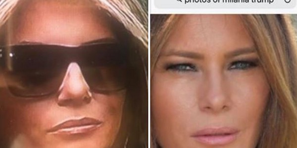 ▲▼ 美國第一夫人「替身陰謀論」，陪川普開記者會表情詭異。（圖／翻攝自臉書／Andrea Wagner Barton）