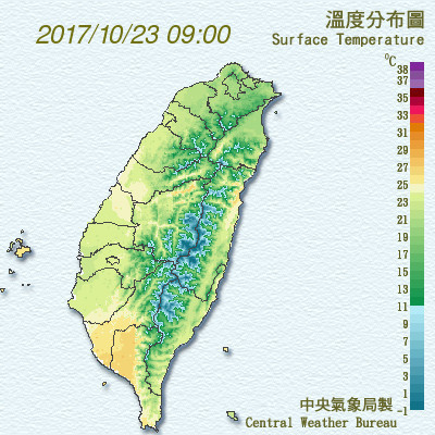 ▲▼嘉義今早出現16.5℃，是今年入秋最涼的一天。（圖／翻攝自氣象局）