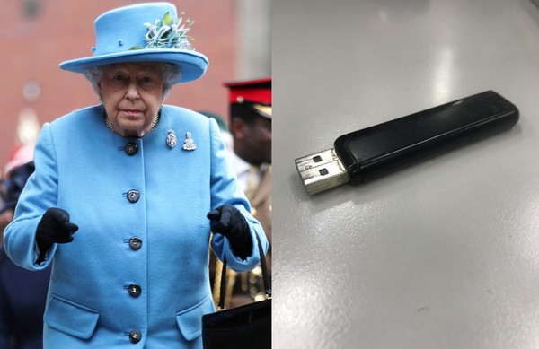▲▼存有英國女王伊莉莎白二世（Queen Elizabeth II）保安資料的USB遺落街頭。（組合圖／路透社、實習記者袁茵攝）