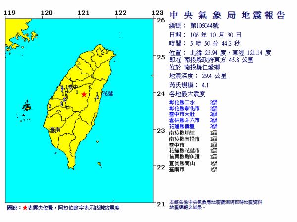 地震。（圖／氣象局）