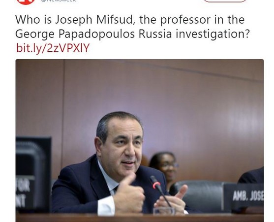 ▲通俄門關鍵人物之一「米福蘇教授」（Joseph Mifsud）。（圖／取自推特／Newsweek）