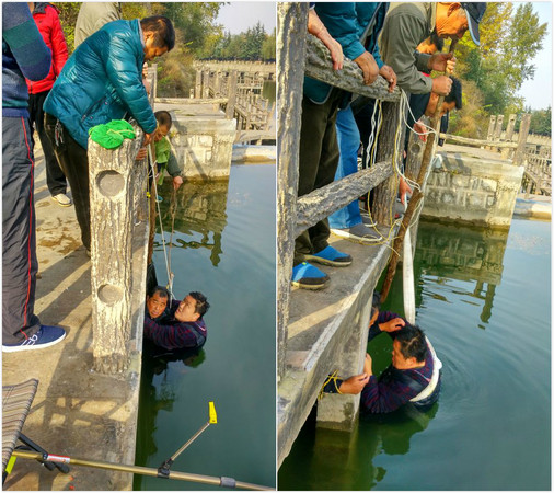 ▲▼山東省濟南市一名65歲父親跳湖救115公斤兒子，托舉20分鐘。（圖／翻攝自梨視頻）
