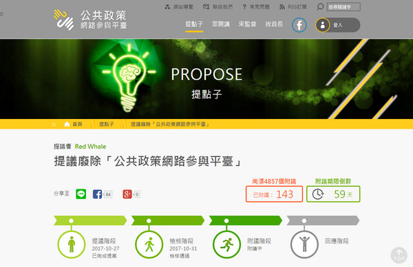 ▲▼民眾提議廢除「公共政策網路參與平台」。（圖／翻攝自「公共政策網路參與平台」）
