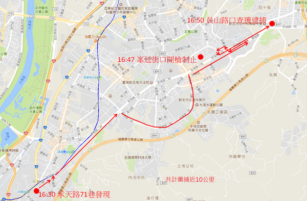 ▲▼毒蟲逃逸路線。（圖／翻攝自Google Map）