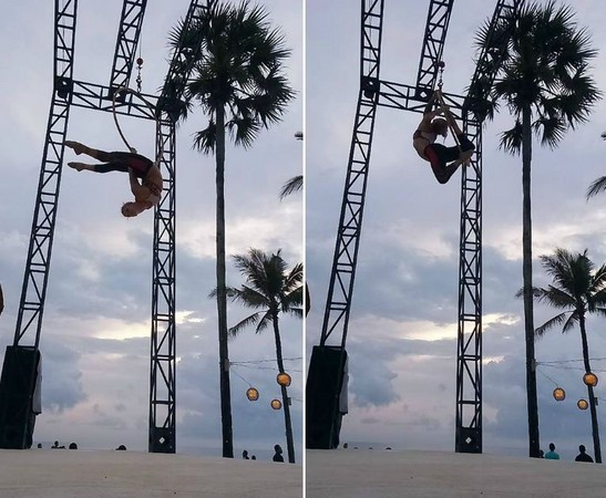 ▲▼空中雜技演員Sam Panda從4尺功高摔地，椎骨、脖子斷裂。（圖／翻攝自Sam Panda臉書）