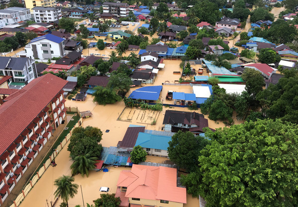 ▲▼馬來西亞檳城水災空拍圖。（圖／路透社）