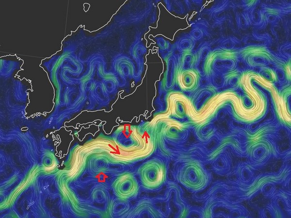 ▲▼日本黑潮大蛇行。（圖／翻攝自鄭明典臉書）