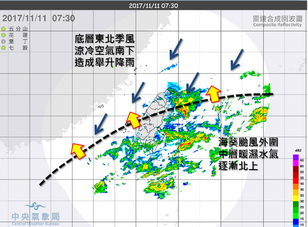 昨日上看31度高溫，今日則是受東北季風影響，北台灣、東部瞬間降至23-25度左右。（圖／翻攝自天氣職人吳聖宇臉書）