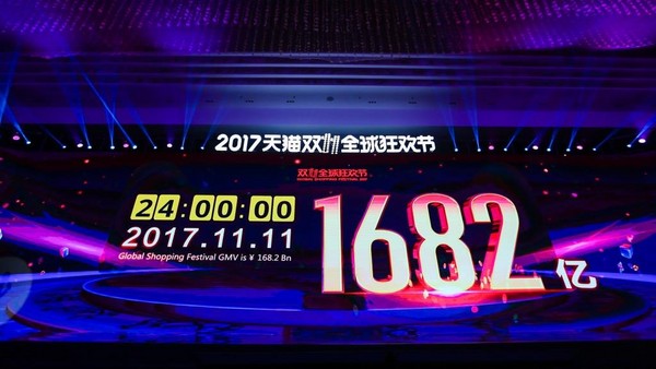 2017天貓雙11落幕　全天成交金額達人民幣1682億（圖／天貓提供）