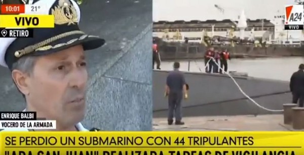 ▲阿根廷海軍發言人出面證實聖胡安潛艇失聯兩天。（圖／取自Youtube／osocoloso66）