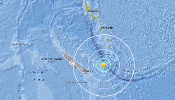 新喀里多尼亞規模7.0強震　有海嘯威脅(圖／翻攝自USGS)