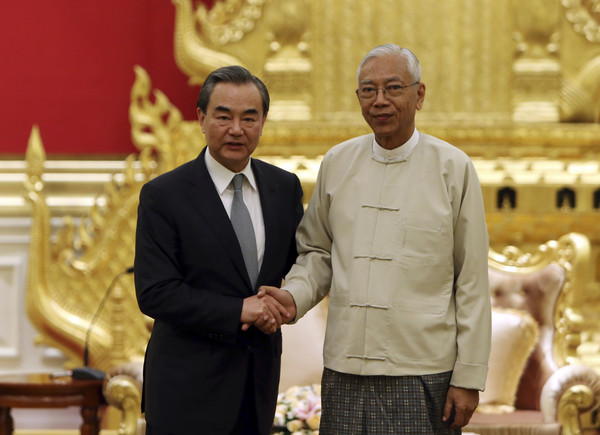 ▲中國外交部長王毅與緬甸總統會面。（圖／達志影像／美聯社）