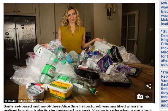 ▲▼英國媽媽一周就搜集這麼多塑膠垃圾，決心改變。（圖／翻攝自每日郵報）