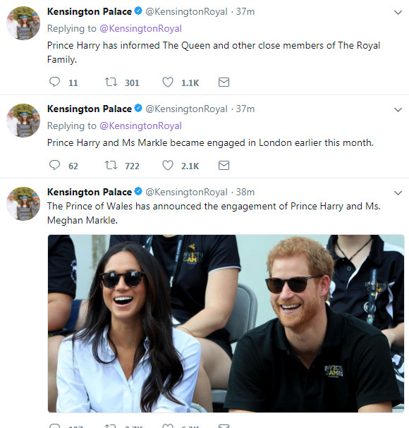 ▲英國皇室公布婚訊。（圖／翻攝肯辛頓宮推特）