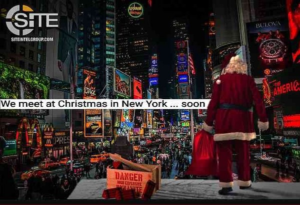 ▲▼聖誕老人站時代廣場、身旁擺炸藥　ISIS：我們紐約見囉（圖／翻攝自Pamela Geller Twitter）