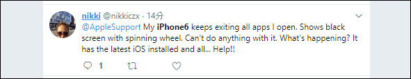 ▲▼快訊／iPhone 6、6s死機！無限黑屏轉圈圈…全球網友大崩潰。（圖／翻攝自twitter）