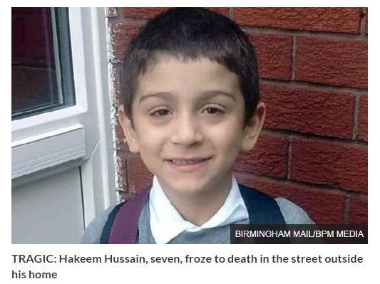 ▲▼ 英國伯明罕市7歲男童哈基姆（Hakeem Hussain）日前在家門口被凍死。（圖／翻攝自Daily Star）