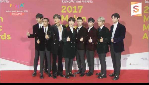 ▲2017MMA（MelOn Music Awards）紅毯EXO。（圖／翻攝自MBC）