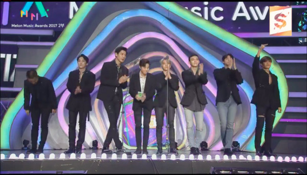 ▲2017MMA（MelOn Music Awards）頒獎典禮 人氣獎EXO。（圖／翻攝自MBC）