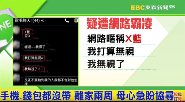 ▲▼女大生有「陰陽眼」被霸凌！失蹤14天變浮屍…母翻LINE崩潰。（圖／東森新聞）