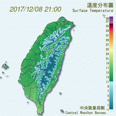 ▲▼冷氣團狂襲台中、嘉義12.8度破新低！全台晨迎入冬最冷。（圖／中央氣象局）