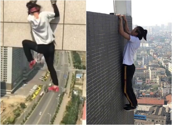▲吳詠寧在攀高樓時失手摔死。（圖／翻攝自微博、YouTube）