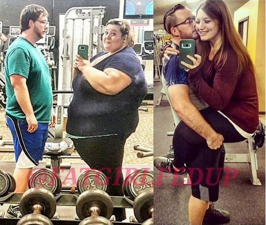 ▲▼ 美國棉花糖女孩萊克西（Lexi Reed）利用18個月的時間，跟老公丹尼（Danny）一起上健身房運動，重達220公斤的她成功甩油137公斤。（圖／翻攝自Instagram／fatgirlfedup）