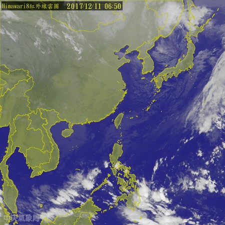 11日受到東北季風影響，北台灣涼冷、中南部日夜溫差大。（圖／中央氣象局）