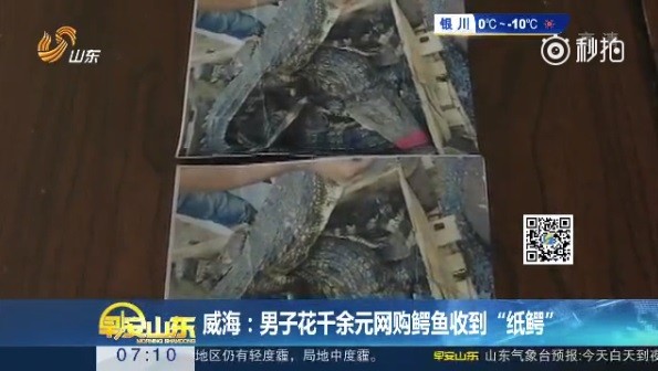 ▲▼山東男買鱷魚肉，結果收到2張一模一樣的照片。（圖／翻攝自中国新闻网的秒拍）