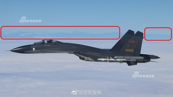 ▲▼殲-11於2017年12月11日越繞台，陸媒還用紅筆圈出台灣山脈。（圖／翻攝自新浪軍事）