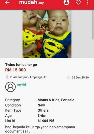▲▼馬來西亞吉隆坡一名20歲女子販賣雙胞胎11萬。（圖／翻攝自推特MelorKaza）