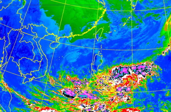 ▲菲律賓東方海面有一熱帶性低氣壓有機會生成今年第26號颱風啟德。（圖／中央氣象局）