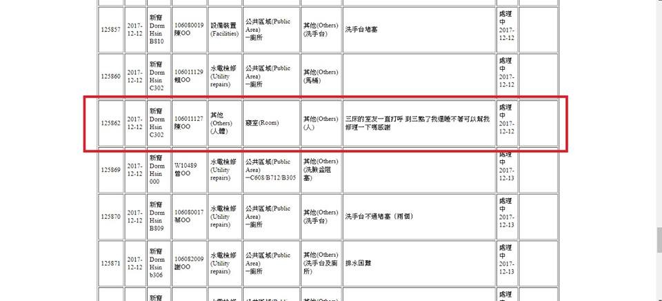 ▲宿舍修繕系統截圖。（圖／翻攝自靠北清大）