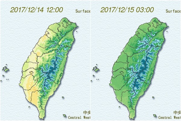 ▲▼再暖1天「最持久冷氣團」濕凍到冬至？風速轉藍急降探10度。（圖／翻攝台灣颱風論壇、中央氣象局）