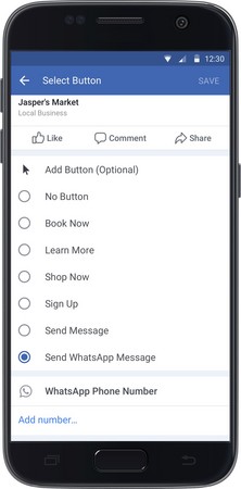 ▲強化互動、連結！臉書將在廣告中新增WhatsApp按鈕（圖／翻攝 TechCrunch）
