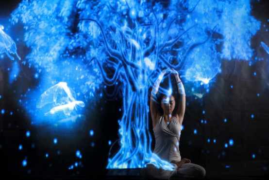 ▲▼全國首家　重慶享瑜伽會館3D全息投影技術             。（圖／翻攝自環球網）