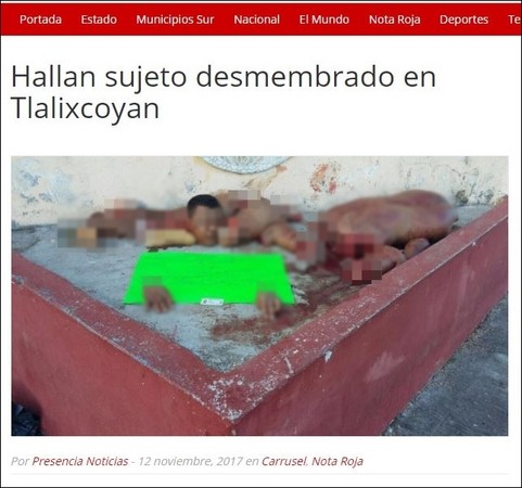 ▲墨西哥一名性侵犯被杀害，身体惨遭肢解，所有尸块摆放在教堂门口。（图／翻摄自Presencia Noticias）
