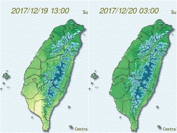 ▲▼終於好天氣！乾冷氣團入夜發威　台南以北「瞬凍剩10度」周四更冷（圖／中央氣象局）